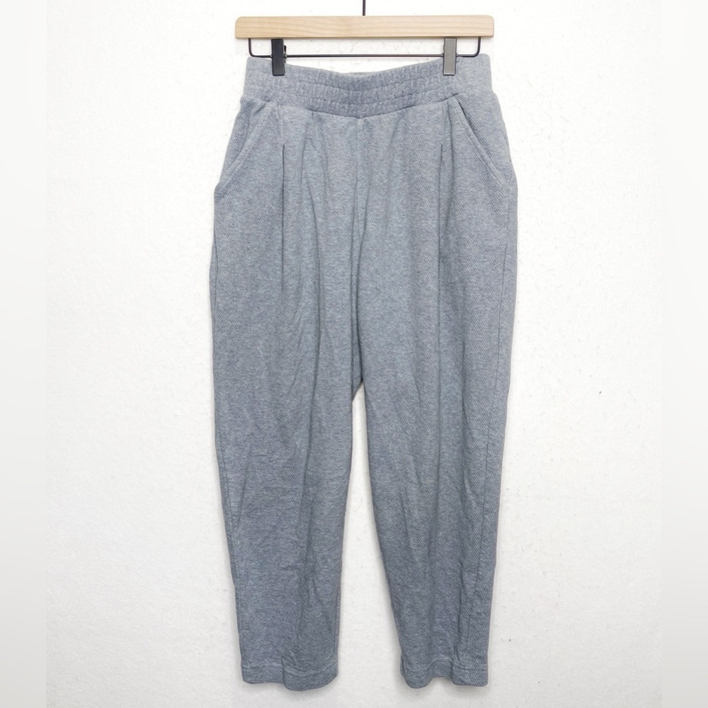 POETRY Women Grey Cotton Wide Leg Lagenlook Barrel Pleated Knit Pants US 6 Confy
